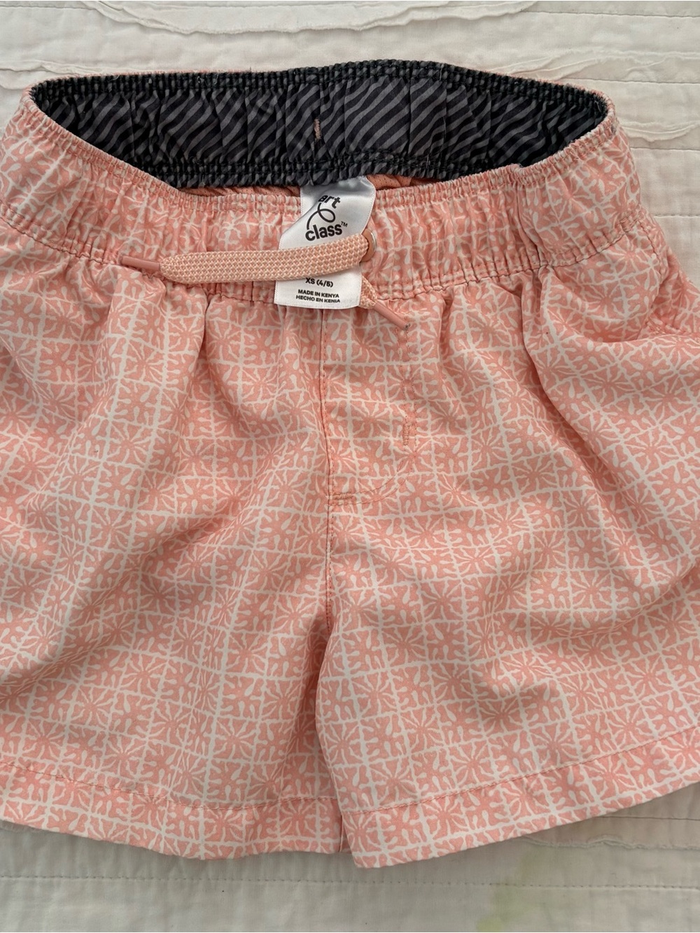 Kids art class Peach Patterned Kids Swim Trunks